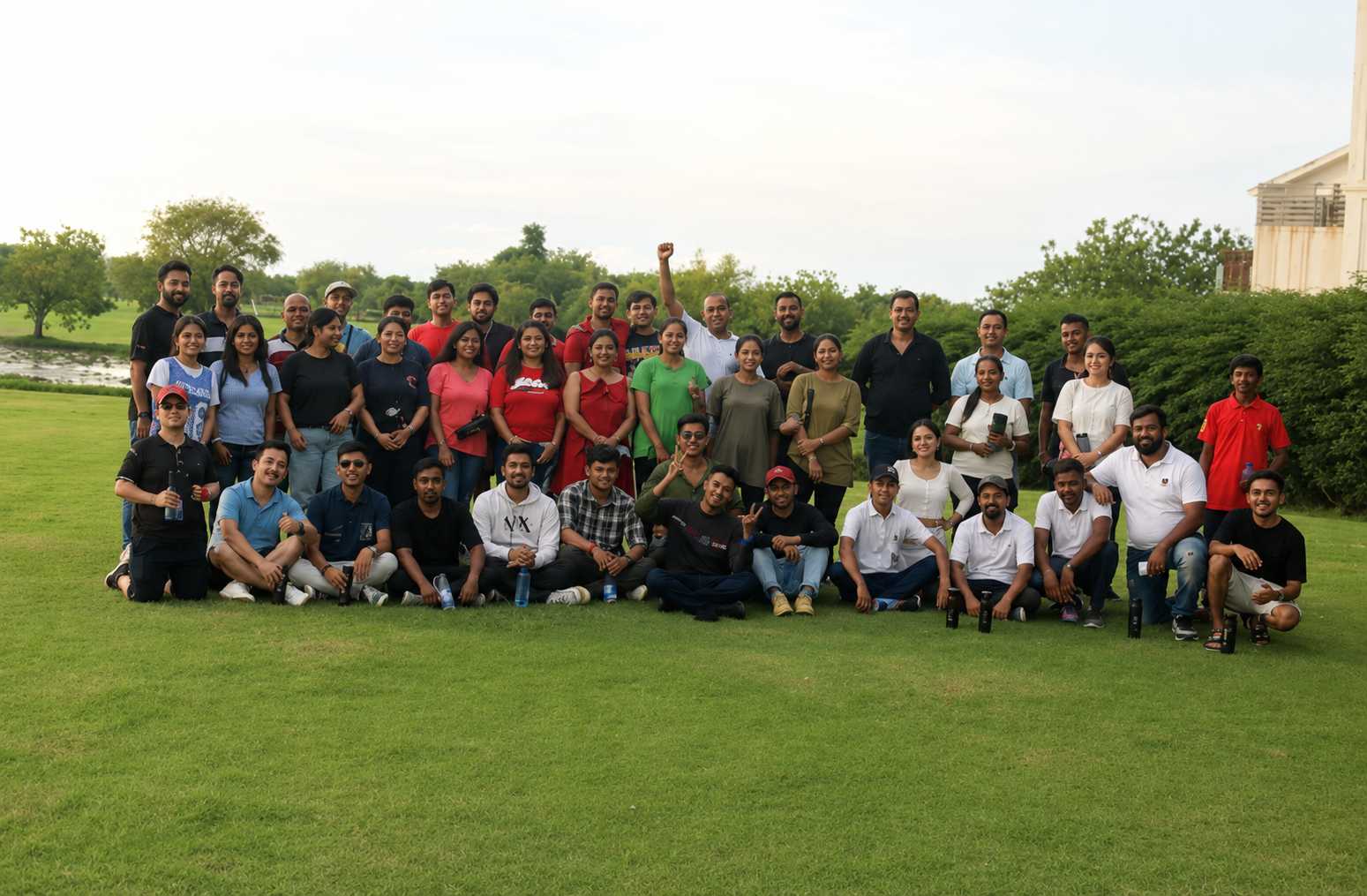 SantaCruz team gathered during an outdoor team outing